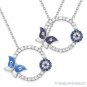 Evil Eye Charm Circle Pendant Turkish Nazar Greek Hamsa Sterling Silver Necklace