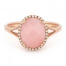 2.29 ct Checkerboard Oval Cut Pink Opal Diamond Halo Cocktail Ring 14k Rose Gold 2.29 ct Checkerboard Oval Cut Pink Opal Diamond Halo Cocktail Ring 14k Rose Gold
