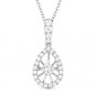 0.24 ct Floating Round Cut Diamond 14k White Gold Halo Pendant & Chain Necklace