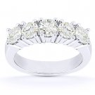 Round Cut Moissanite 5-Stone Anniversary Ring 14k White Gold 4Prong Wedding Band