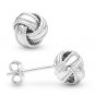 .925 Sterling Silver Love Knot Stud Earrings Studs - 14k Gold or Rhodium Plated