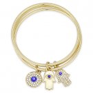 Hamsa Hand of Fatima Evil Eye Nazar Luck Charm CZ Crystal Bangle Bracelet Stack Hamsa Hand of Fatima Evil Eye Nazar Luck Charm CZ Crystal Bangle Bracelet Stack