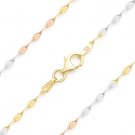3-Tone Sterling Silver & 14k Gold Coffee-Link Flat Mirror Italian Chain Necklace 3-Tone Sterling Silver & 14k Gold Coffee-Link Flat Mirror Italian Chain Necklace