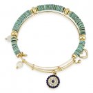 Evil Eye Greek Turkish Hamsa Heart Charm Shell CZ Crystal Stack Bangle Bracelet Evil Eye Greek Turkish Hamsa Heart Charm Shell CZ Crystal Stack Bangle Bracelet