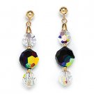 Genuine Swarovski Crystal Element Dangling Drop Earrings 14k Yellow / White Gold