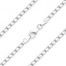 Solid 925 Italy Sterling Silver Mens Round Box 2.6mm Link Italian Chain Necklace