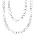 Italy 925 Sterling Silver 5.1mm DCut Pave Curb Cuban Link Italian Chain Necklace