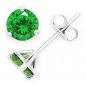 Faux Emerald Round Cut Green CZ Crystal Martini Stud Earrings in Sterling Silver