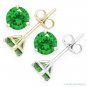 Faux Emerald Round Cut Green CZ Crystal Martini Stud Earrings in Sterling Silver
