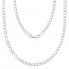 Italy 925 Sterling Silver 4.4mm DCut Pave Curb Cuban Link Italian Chain Necklace