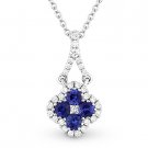 0.39 ct Round Cut Blue Sapphire & Diamond 14k White Gold Flower Necklace Pendant 0.39 ct Round Cut Blue Sapphire & Diamond 14k White Gold Flower Necklace Pendant