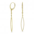 0.35 ct Round Cut Diamond Pave Dangling Drop Silhouette Earrings 14k Yellow Gold
