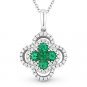 0.62 ct Princess Round Cut Green Emerald Diamond 14k White Gold Necklace Pendant