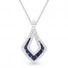 0.54 ct Sapphire & Diamond Pave Drop Pendant & Chain Necklace in 14k White Gold