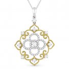 0.42ct Diamond Vintage-Style Pendant & Chain Necklace in 14k Yellow & White Gold