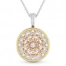 1.19 ct Round Diamond 14k Yellow White Rose Gold Circle Pendant & Chain Necklace 1.19 ct Round Diamond 14k Yellow White Rose Gold Circle Pendant & Chain Necklace