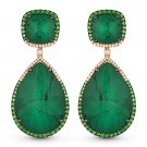 30.61 ct Emerald, Green Garnet, & Diamond Dangling 14k Rose Black Gold Earrings 30.61 ct Emerald, Green Garnet, & Diamond Dangling 14k Rose Black Gold Earrings