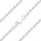 Solid Italy 925 Sterling Silver w/ Rhodium Oval Bead Link Italian Chain Necklace