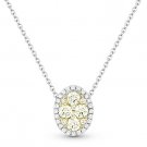 0.47ct Yellow & White Round Diamond Pave Oval Pendant Chain Necklace in 14k Gold 0.47ct Yellow & White Round Diamond Pave Oval Pendant Chain Necklace in 14k Gold