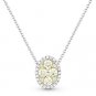 0.47ct Yellow & White Round Diamond Pave Oval Pendant Chain Necklace in 14k Gold