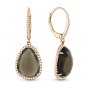 7.61ct Smoky Topaz & Round Cut Diamond Pave 14k Rose Gold Dangling Drop Earrings