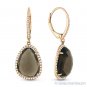 7.61ct Smoky Topaz & Round Cut Diamond Pave 14k Rose Gold Dangling Drop Earrings