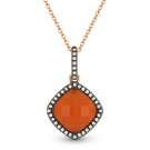 2.30ct Red Agate / White Topaz Doublet & Diamond 14k Rose Gold Necklace Pendant 2.30ct Red Agate / White Topaz Doublet & Diamond 14k Rose Gold Necklace Pendant