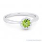 0.52ct Round Cut Green Peridot Gem & Diamond Halo Promise Ring in 14k White Gold