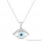 0.06ct Diamond & Pearl Evil Eye Turkish Charm Necklace Pendant in 14k White Gold