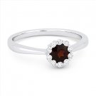 0.61 ct Round Cut Garnet Gemstone & Diamond Halo Promise Ring in 14k White Gold 0.61 ct Round Cut Garnet Gemstone & Diamond Halo Promise Ring in 14k White Gold