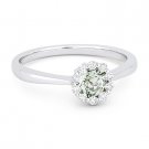 0.50 ct Round Cut Green Amethyst Gem & Diamond Halo 14k White Gold Promise Ring 0.50 ct Round Cut Green Amethyst Gem & Diamond Halo 14k White Gold Promise Ring