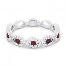 0.42 ct Round Cut Red Ruby & Diamond Pave Evil Eye Charm Ring in 18k White Gold 0.42 ct Round Cut Red Ruby & Diamond Pave Evil Eye Charm Ring in 18k White Gold