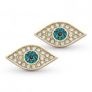 Evil Eye CZ Crystal Charm Studs Greek Turkish Nazar Hamsa Kabbalah Stud Earrings