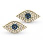 Evil Eye CZ Crystal Charm Studs Greek Turkish Nazar Hamsa Kabbalah Stud Earrings