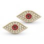 Evil Eye CZ Crystal Charm Studs Greek Turkish Nazar Hamsa Kabbalah Stud Earrings