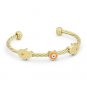 Hamsa Hand of Fatima & Evil Eye Charm Judaica Kabbalah Open Cuff Bangle Bracelet