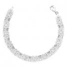 925 Italy Sterling Silver Diamond-Cut Filigree Mesh Link Italian Chain Bracelet