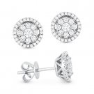 0.49 ct Round Cut Pave Diamond Cluster Stud Earrings 14k White Gold Halo Studs 0.49 ct Round Cut Pave Diamond Cluster Stud Earrings 14k White Gold Halo Studs