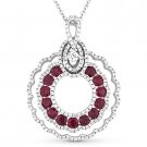 1.78ct Round Cut Ruby Diamond Pave Drop Pendant & Chain Necklace 14k White Gold 1.78ct Round Cut Ruby Diamond Pave Drop Pendant & Chain Necklace 14k White Gold