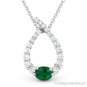 0.50ct Emerald Diamond Water Drop Charm 14k White Gold Journey Necklace Pendant