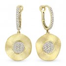 0.21 ct Round Cut Diamond Circle Charm Dangling Drop Earrings in 14k Yellow Gold