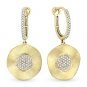 0.21 ct Round Cut Diamond Circle Charm Dangling Drop Earrings in 14k Yellow Gold