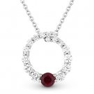 0.47 ct Ruby & Diamond Journey Circle 14k White Gold Necklace Eternity Pendant 0.47 ct Ruby & Diamond Journey Circle 14k White Gold Necklace Eternity Pendant