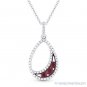 0.36 ct Round Cut Ruby & Diamond Pave Pendant & Necklace in 14k White Black Gold