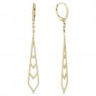 0.52 ct Round Cut Diamond Pave 14k Yellow Gold Dangling Drop Silhouette Earrings