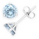 Faux Aquamarine Round Cut CZ Crystal .925 Sterling Silver Martini Stud Earrings Faux Aquamarine Round Cut CZ Crystal .925 Sterling Silver Martini Stud Earrings