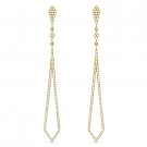0.43 ct Round Cut Diamond Pave Dangling Drop Silhouette Earrings 14k Yellow Gold