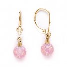 Pink Angel-Skin Fiery Opal Gem Dangling Drop Earrings 14k 14kt Yellow White Gold
