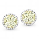 1.00ct Round Cut Yellow White Diamond Cluster Pave 14k Gold Halo Stud Earrings 1.00ct Round Cut Yellow White Diamond Cluster Pave 14k Gold Halo Stud Earrings