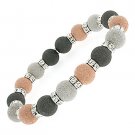 Italian .925 Sterling Silver 10mm Ball Bead & CZ Crystal Beaded Stretch Bracelet